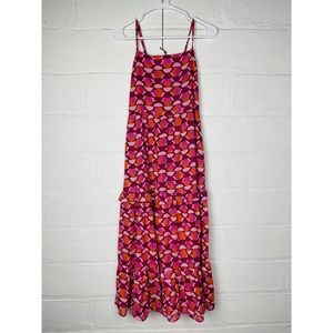 Banjanan Beryl Tiered Cotton Sundress Floral Midi Sleeveless pink
